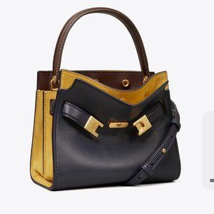 AUTHENTIC Tory Burch Lee Radziwill Petite Double Bag - Navy